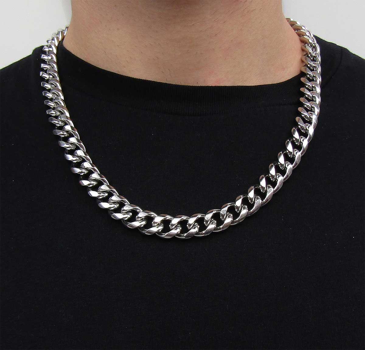 Clean Cubana Chain Silver 13MM Αλυσίδα λαιμού από ανοξείδωτο ατσάλι 316L